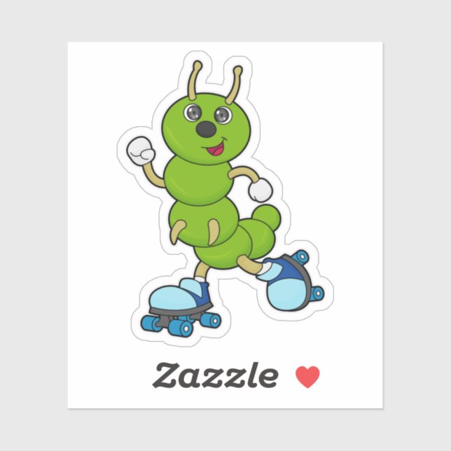 Pegatina Caterpillar en patinaje en línea con patines de pa (Hoja)