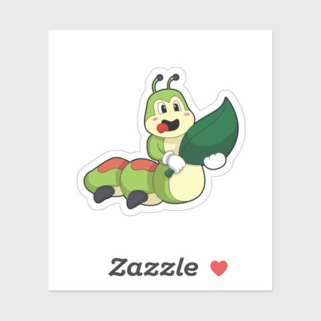 Pegatina Caterpillar with Leaf (Hoja)