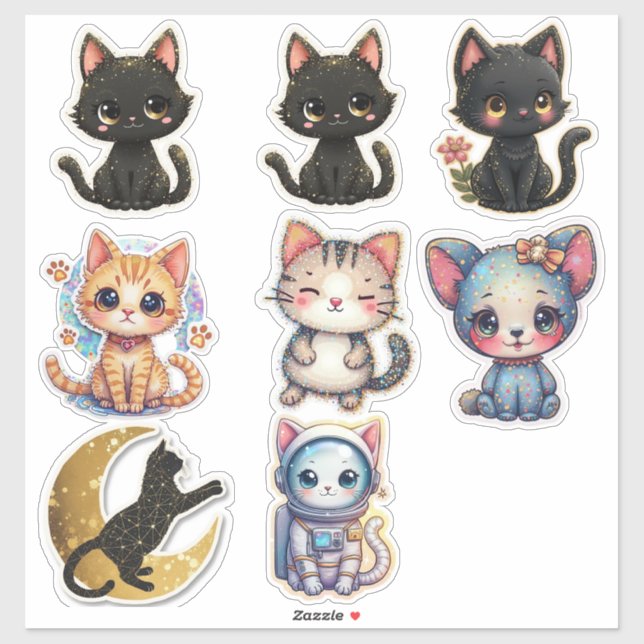 Pegatina Cats and Cats Custom-Cut Vinyl Sticker (Hoja)