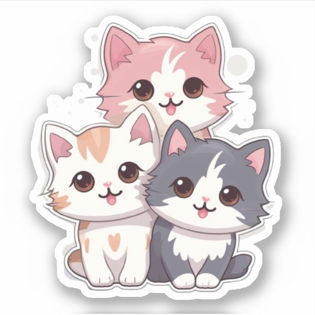 Pegatina Cats Cute Kawaii Mascota Animal (Anverso)
