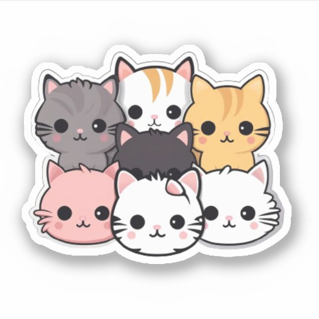 Pegatina Cats Cute Kawaii Mascota Animal (Anverso)