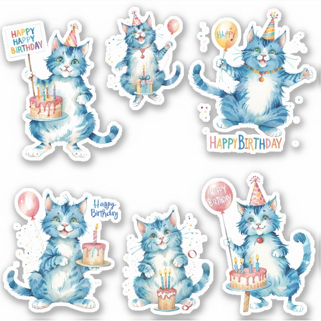 Pegatina Cats Happy Birday (Anverso)