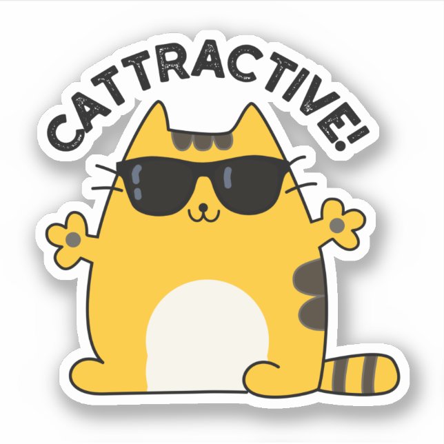 Pegatina Cattractive Funny Atractivo Cat Pun (Anverso)