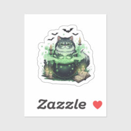 Pegatina Cauldron persa - Halloween con felino persa