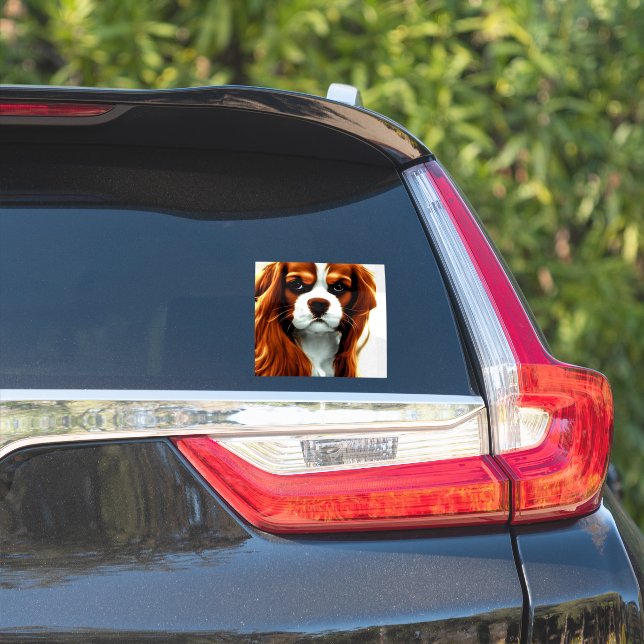 Pegatina cavalier king charles spaniel blenheim anime (Lado del coche)