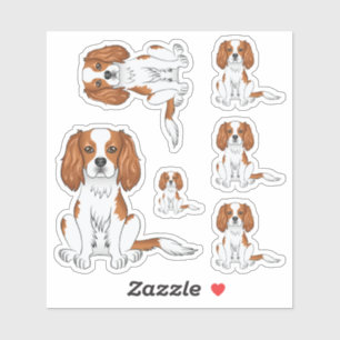Pegatina Cavalier King Charles Spaniel Blenheim perro senta