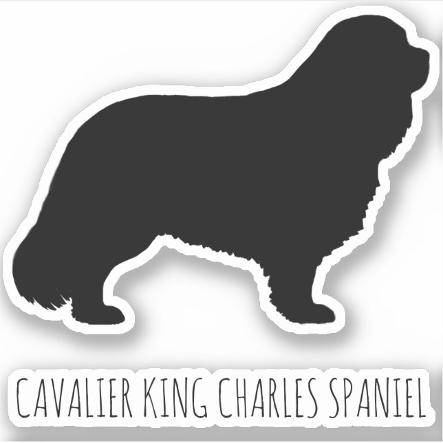 Pegatina Cavalier King Charles Spaniel Dog Silhouette Vinyl (Anverso)