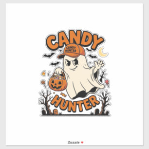Pegatina Cazador de dulces Halloween Fantasma Calabaza Cube