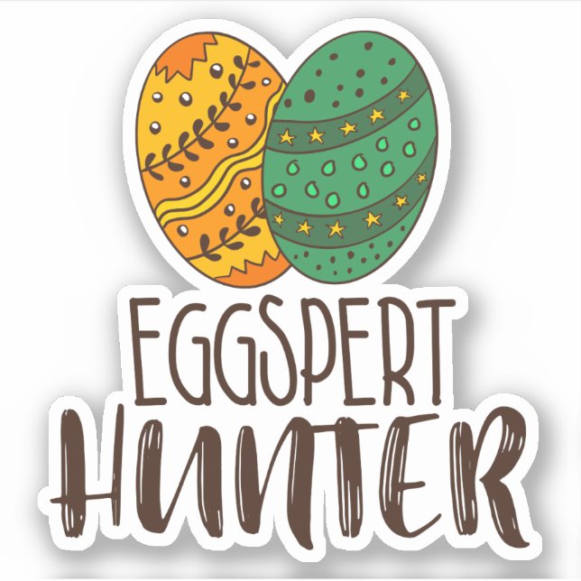 Pegatina Cazador de huevos de pascua dice humor gracioso (Anverso)