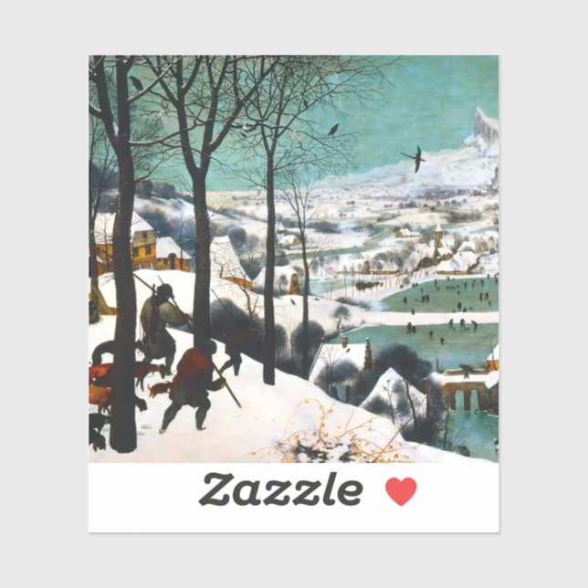 Pegatina Cazadores en el paisaje de la nieve Pieter Bruegel (Hoja)