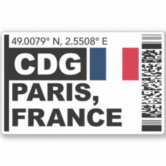 Pegatina CDG Paris Boarding Pass - France Travel