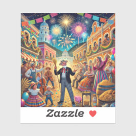 Pegatina Celebración Año Nuevo El Año Viejo