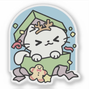 Pegatina Celebración de los navidades con un gato moro