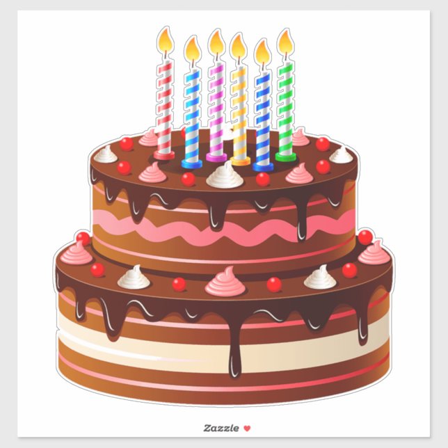 Pegatina 🎉 Celebración de pastel de cumpleaños de chocolat (Hoja)
