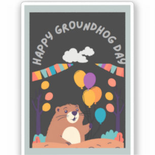 Pegatina Celebración del Día de la Marmota: ¿Sombra o Brill