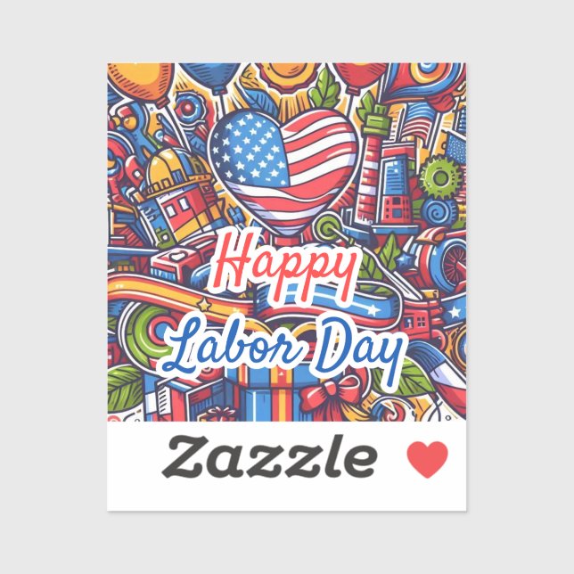 Pegatina Celebración del Día del Trabajo festivo (Hoja)