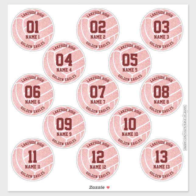 Pegatina celebración temática de voleibol rosa bonito (Hoja)