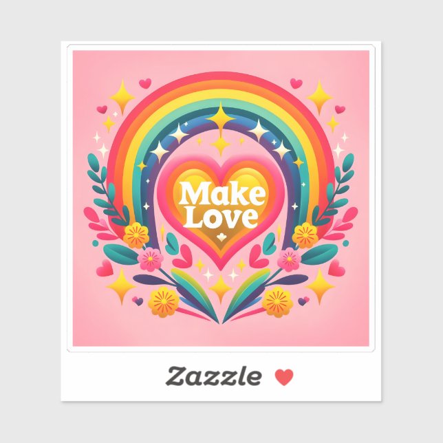 Pegatina Celebrar el amor con colores alegres (Hoja)