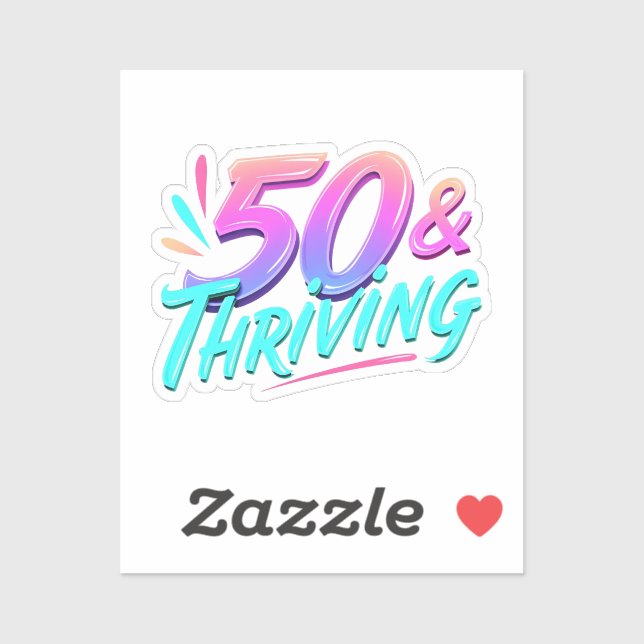 Pegatina Celebrar el cumpleaños 50 y vibrante (Hoja)