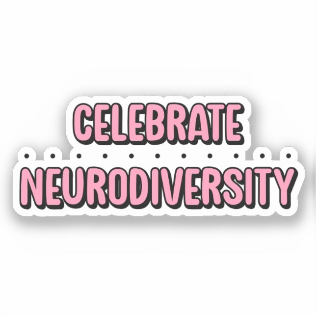 Pegatina Celebrar la neurodiversidad tipografía rosada (Anverso)