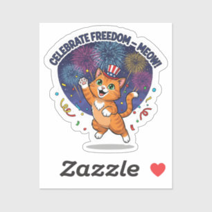 Pegatina ¡Celebren la libertad! Gato patriótico