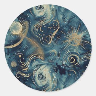 Pegatina celeste inspirado por la noche estrellada