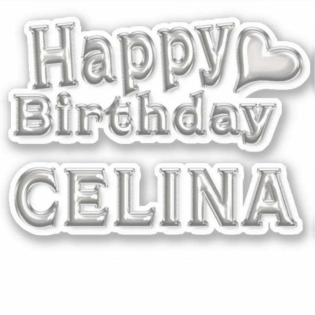 Pegatina Celina Happy Birthday silver Aufkleber Sticker (Anverso)