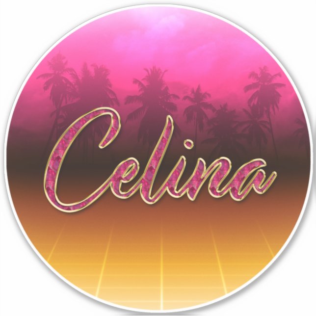 Pegatina Celina Vorname Name golden pink Aufkleber Sticker (Anverso)