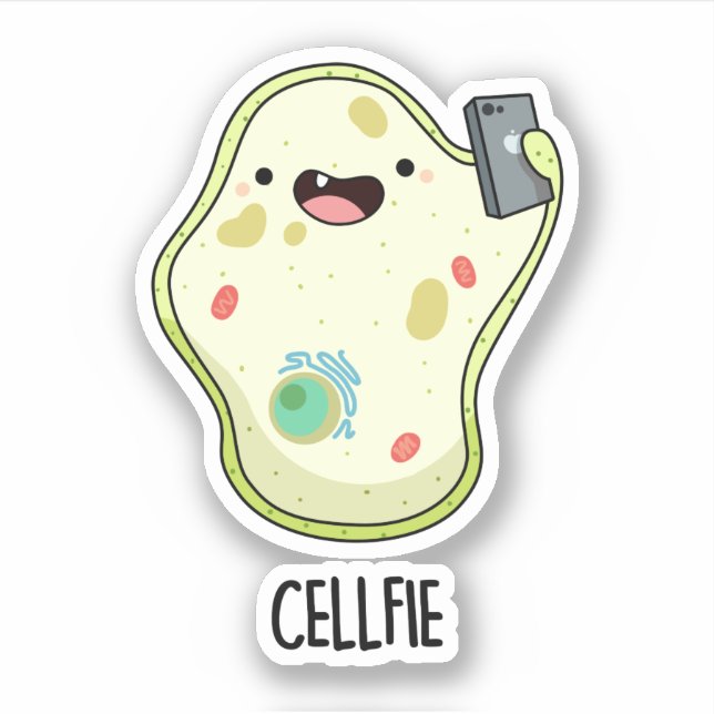 Pegatina Cellfie Funny Biology Selfie Pun (Anverso)