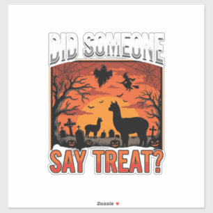 Pegatina Cementerio de Alpaca de Halloween ¿Alguien Dijo Go