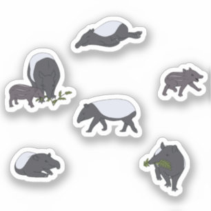 Pegatina Cena de la familia Tapir en verde