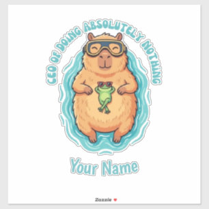 Pegatina CEO divertido de Capybara Rana que No Hace Nada