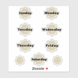 Pegatina Cepillado Mandalas doradas Días de la semana Fuent