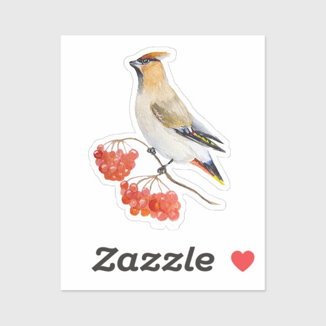 Pegatina Cepillo de aves de la selva acuarela (Hoja)