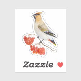 Pegatina Cepillo de aves de la selva acuarela