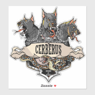 Pegatina Cerberus Hellhound y la serpiente