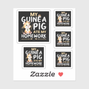 Pegatina Cerdito de Guinea Adorable Se Comió Mi Tarea