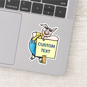 Pegatina Cerdo con Rótulo