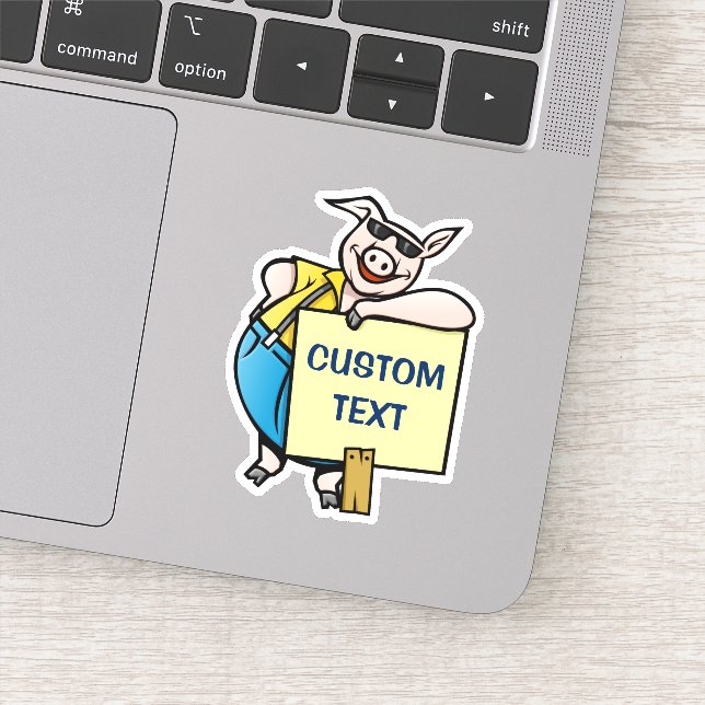 Pegatina Cerdo con Rótulo (Detalle)