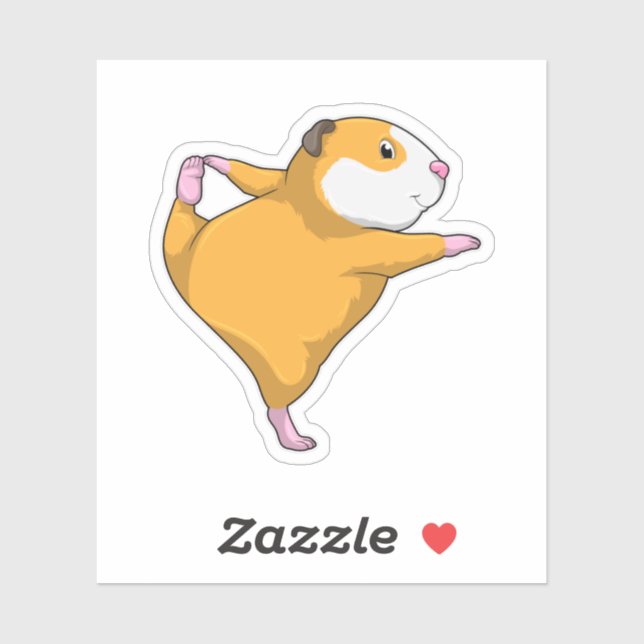 Pegatina Cerdo de Guinea en ejercicio de Stretching de Yoga (Hoja)