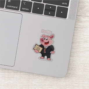Pegatina Cerdo gracioso personalizado de traje de negocios