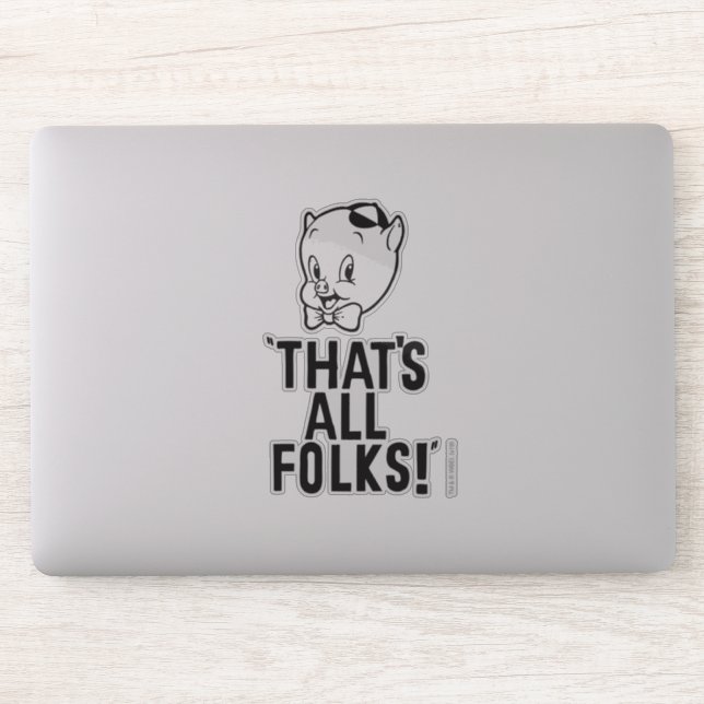 Pegatina Cerdo típico de cerdo "¡eso es todo gente!" (Ordenador)