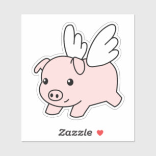 Pegatina Cerdo volador personalizado - lechón con alas