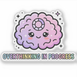 Pegatina Cerebro Kawaii Divertido Pensando en Exceso en Pro