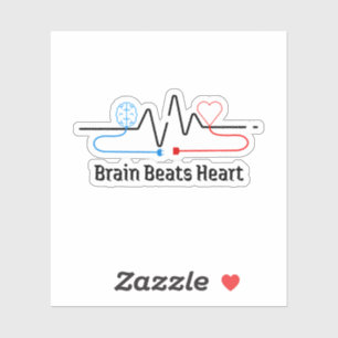 Pegatina Cerebro Sobre Corazón