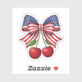 Pegatina Cereza Patriótica con Lazo de Bandera Americana Co
