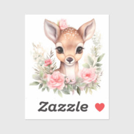 Pegatina Cerf fleurs aquarelle sublimation