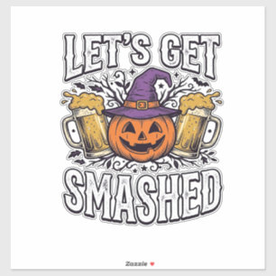 Pegatina Cerveza de calabaza Halloween Let's Get Smashed