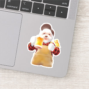 Pegatina Cerveza para beber perro feliz