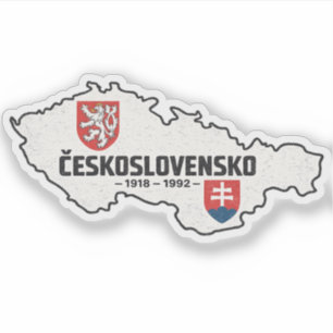 Pegatina Československo 1918-1992 Mapa Antiguo Diseño Retro